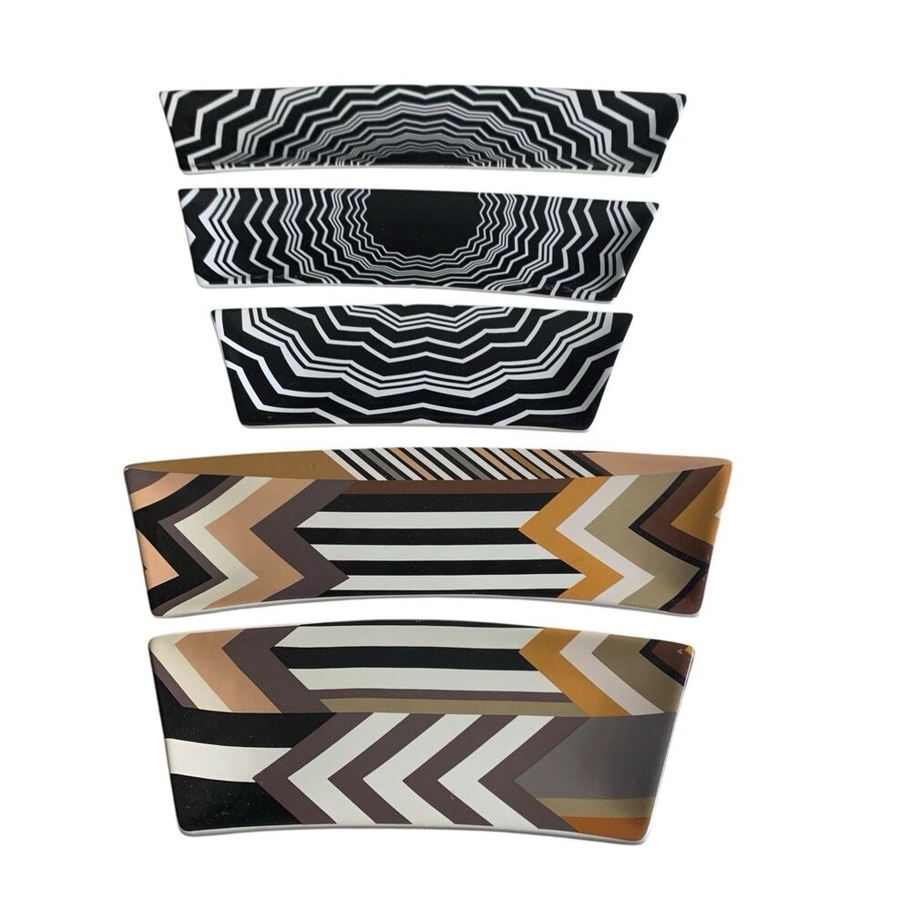 Missoni x Target Geometric Set Of 5 Stoneware Curved Appetizer Dishes Zig Zag